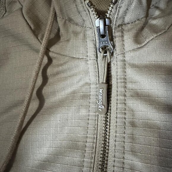 Wrangler Jacket Mens 2XL Dark Khaki Hooded Ripstop Zip YKK Workwear 3W177DK - Picture 5 of 10